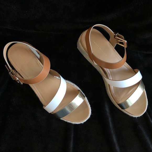 NWOT Tommy Hilfiger Tri-color Vegan 🌱 Leather Espadrille Jute Platform Sandals - Picture 6 of 11